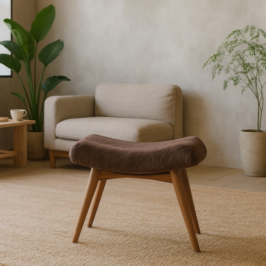 Rome Grey Faux Fur Curved Bench Mango Legs
