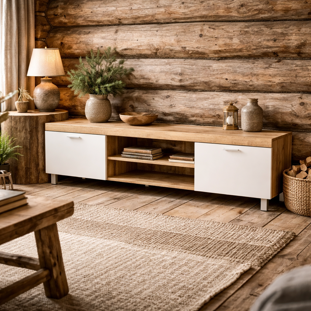Kepaso Lima Wooden Modern Entertainment Unit With Storage Shelving For TVs Up To 90 Inches