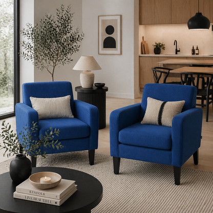 Lita Ralo Set Of 2 Blue Modern Accent Chairs With Black Legs