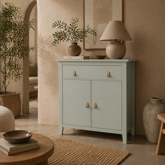 Nova Bafa Light Green and Natural Farmhouse Style Sideboard