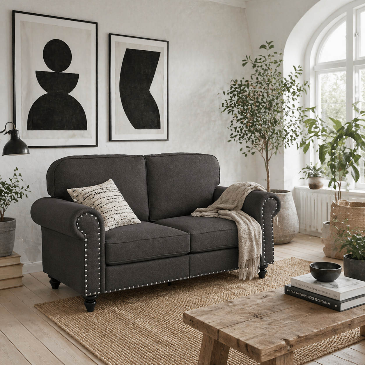 Mile Dira Dark Brown Upholstered 2 Seater Mid Century Style Sofa With Pocket Spring Support