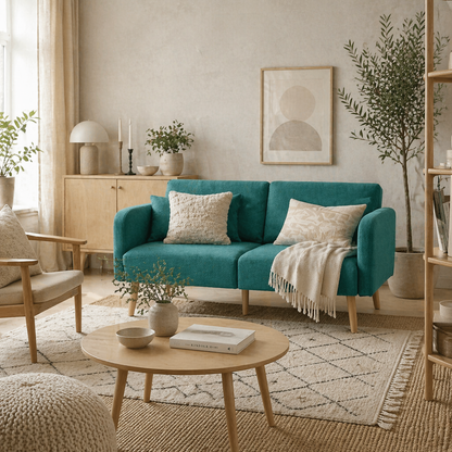 Lopa Green 3 Seater Convertible Sofa Bed With Cushions
