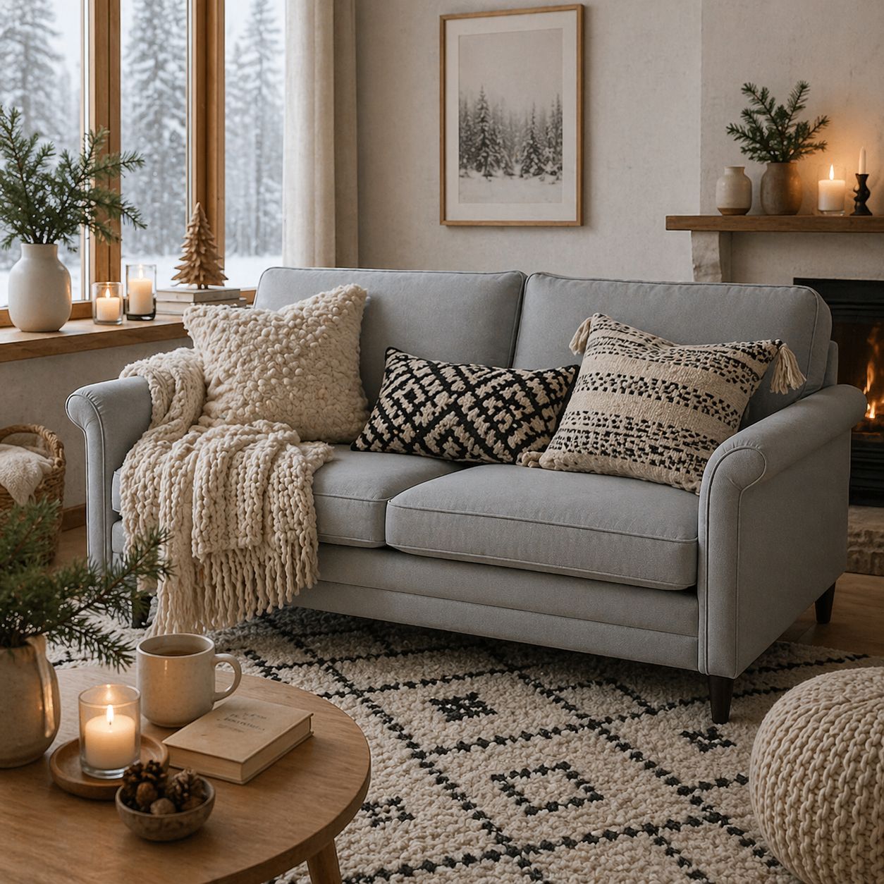 Zivata Fabric Soft Grey 3 Seater Sofa With Spring Cushions