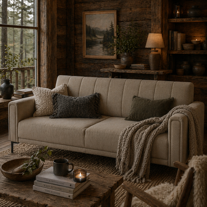 Marito Cream Upholstered 3 Seater Panel Tufted Sofa