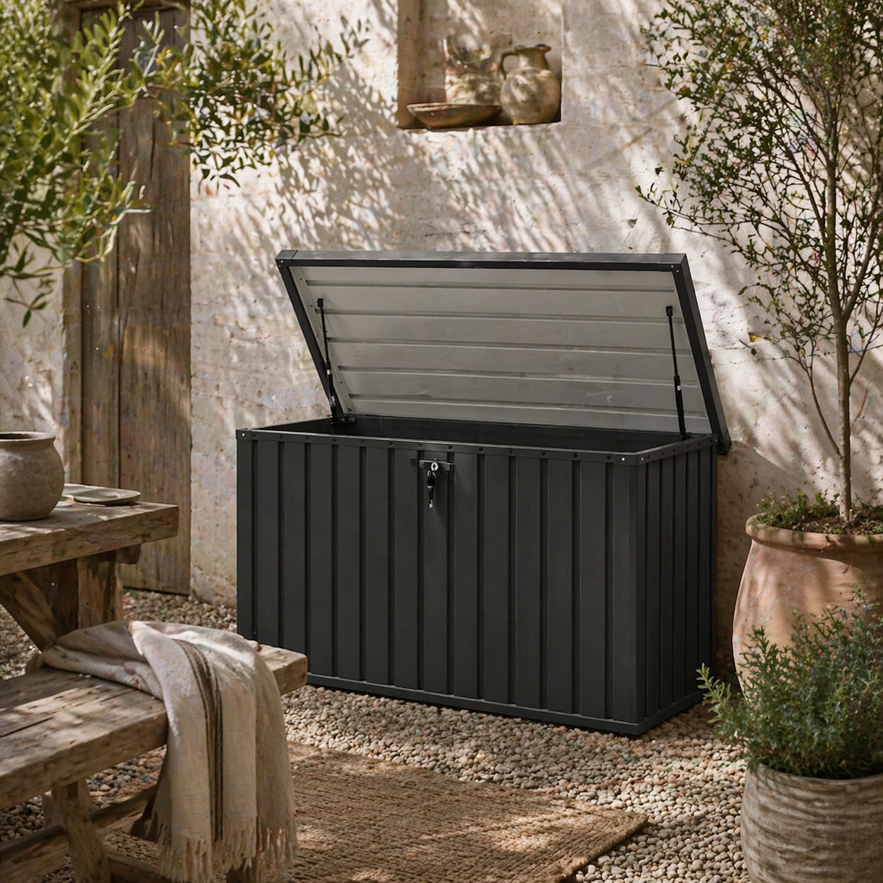Firane Rafi Galvanised Steel Outdoor Storage Box 400 Litre Capacity