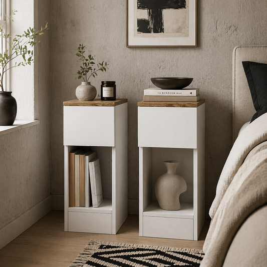 Taro Set Of 2 White Modern Bedside Tables With Storage