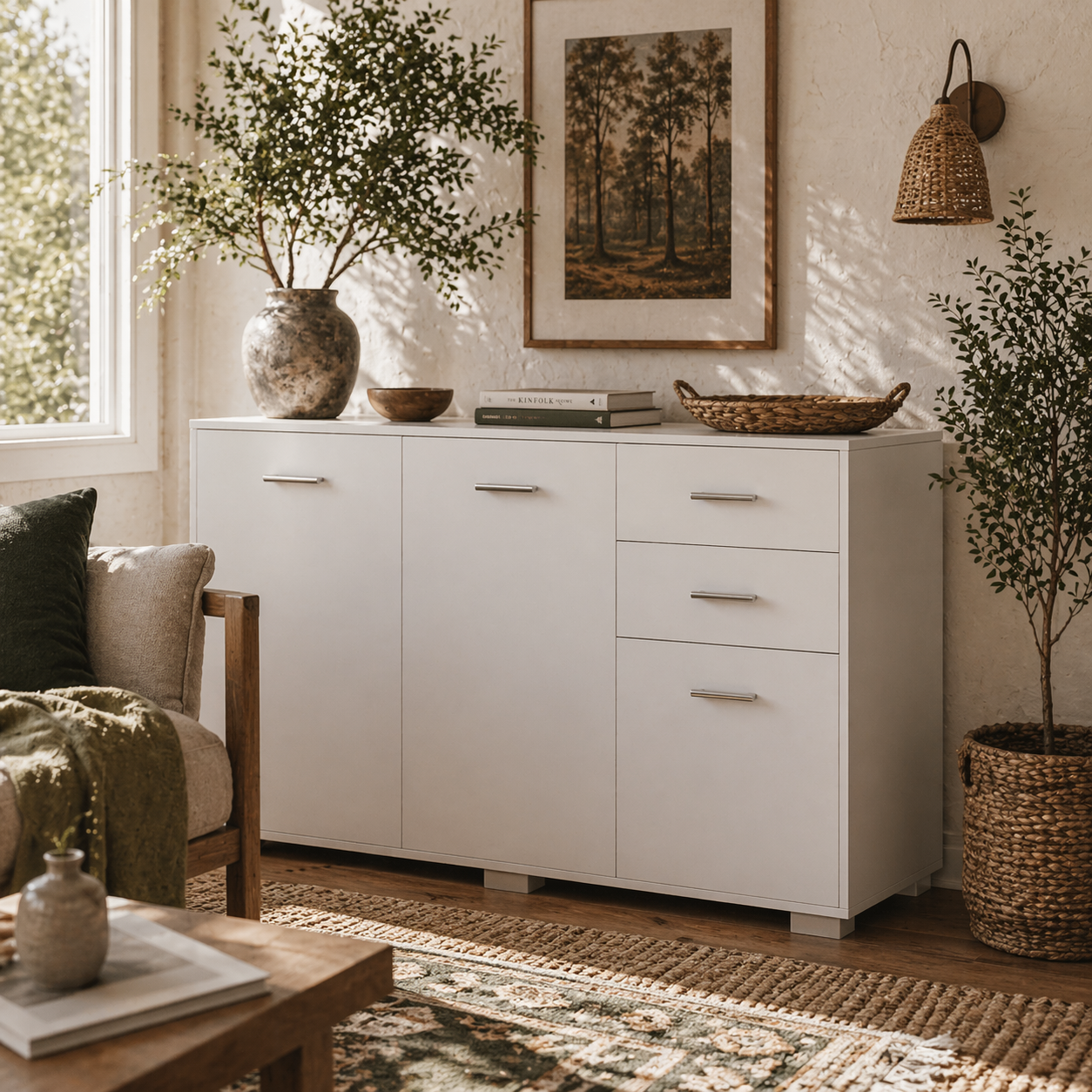 Fini Refa White Modern Sideboard 2 Drawers 3 Doors
