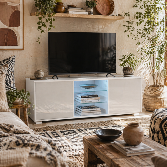 Avavyn 120cm High Gloss White TV Cabinet With Integrated LED Lighting