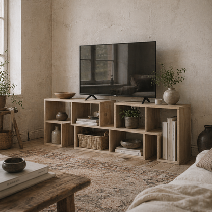 Tota 134cm Natural Wood Effect 3 Block Modular TV Stand