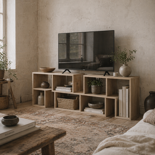 Tota 134cm Natural Wood Effect 3 Block Modular TV Stand