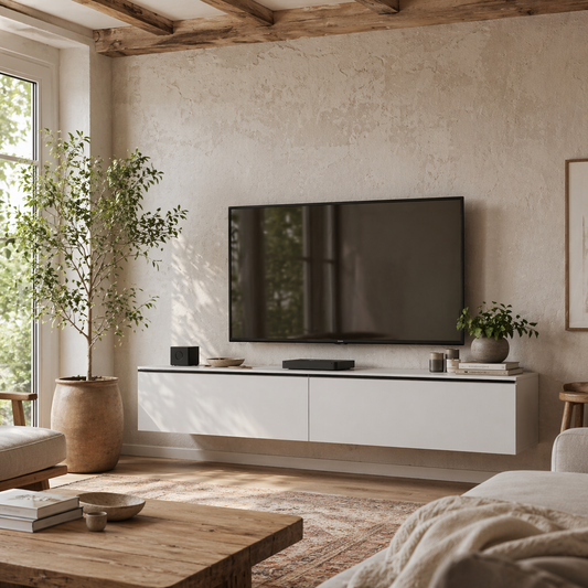 Disa 160cm High Gloss White Floating TV Cabinet For Screens Up To 70 Inches