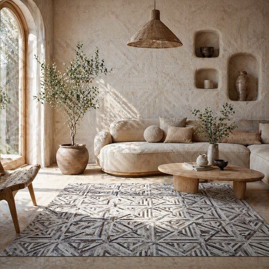 Nemane 230 x 160cm Chenille Brown Triangle Pattern Non Slip Washable Rug