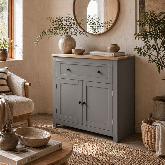 Venisa Grey Modern Sideboard With Drawer Storage Double Doors And Drawer