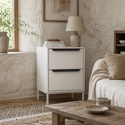 Farayo Metal White 2 Fabric Drawer Storage Dresser