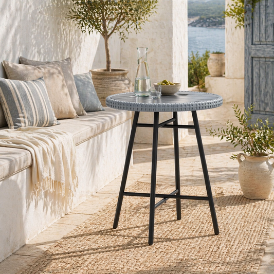Eldoyo Grey Rattan Outdoor Garden Bistro Table
