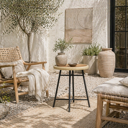 Mana Natural Rattan Outdoor Garden Bistro Table
