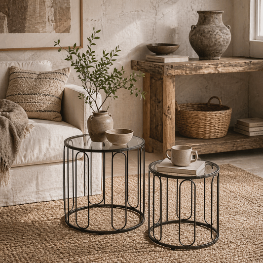 Roro Metal Black Set Of 2 Elliptical Cut Out Nesting Tables