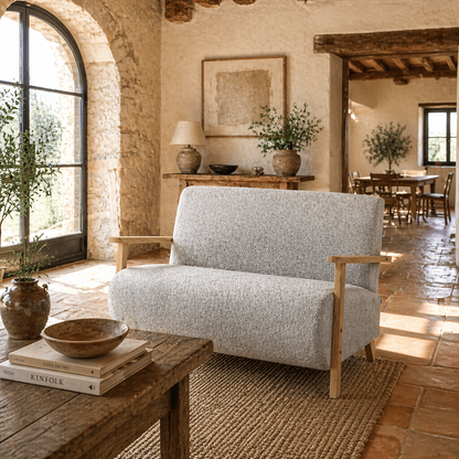Radipa Sherpa Boucle Light Grey Compact 2 Seater Sofa