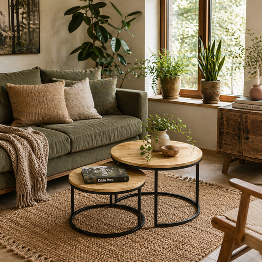 Mova Set Of 2 Light Natural Finish Wood Effect Nesting Tables