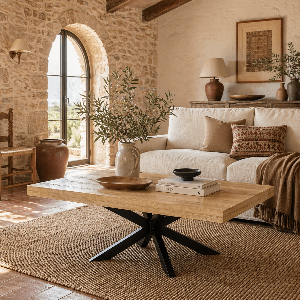 Hake Wooden Rustic Block Style Coffee Table With Wood Effect Finish