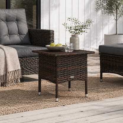 Varilu Brown Rattan Outdoor Coffee Table With Woven Top