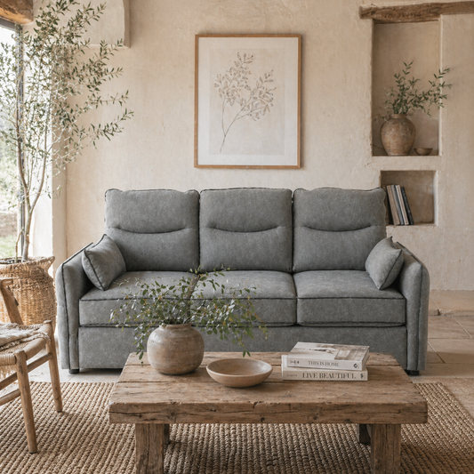 Pamazi Grey Faux Leather 3 Seater Sofa