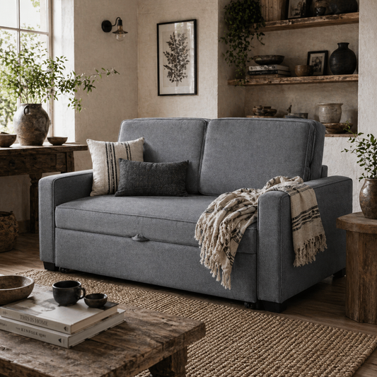 Zivi Fita Fabric Grey Double Click Clack Sofa Bed With Adjustable Backrest