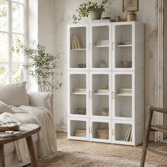 Belavani White Foldable Clothes Wardrobe With Cube Storage Hanging Rails And Magnetic Doors