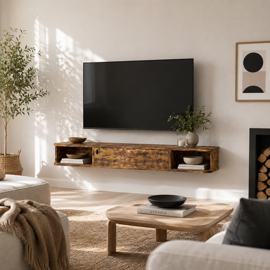 Avamoro 120cm Rustic Brown Floating TV Unit For Screens Up To 50 Inches