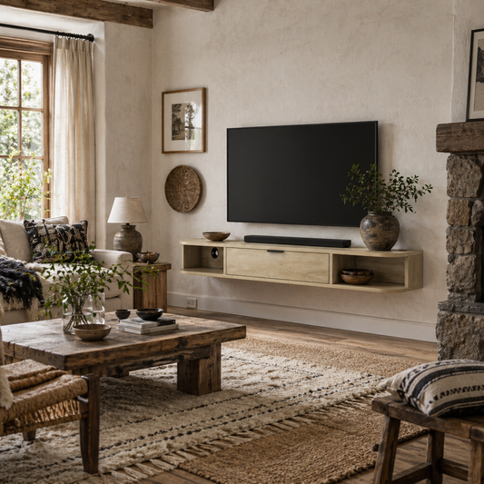 Avalani 120cm Natural Finish Floating TV Unit For Screens Up To 50 Inches