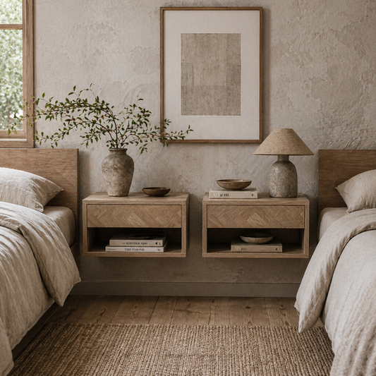 Lotoro Set Of 2 Natural Wood Floating Bedside Tables