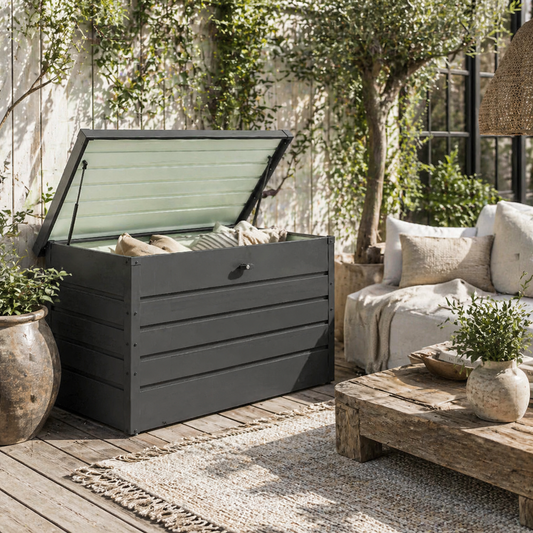 Ronamo Dark Grey Galvanised Steel Garden Storage Box 311 Litre