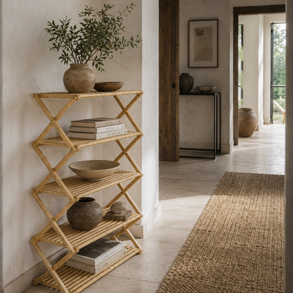 Lafa Mazi Natural Bamboo  5 Tier Folding Shoe Rack