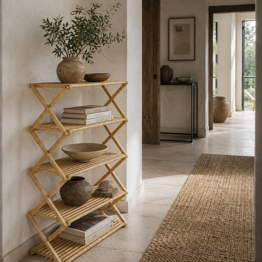 Lafa Mazi Natural Bamboo  5 Tier Folding Shoe Rack