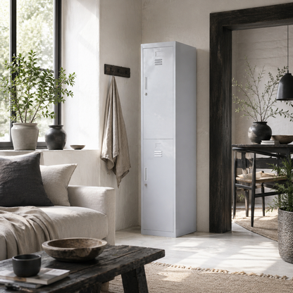 Marino 180cm Light Grey Metal Tall Locker Storage Cabinet With Internal Shelves