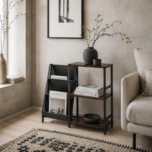 Nobalo Wooden Rustic Brown 3 Tier Stand Side Table