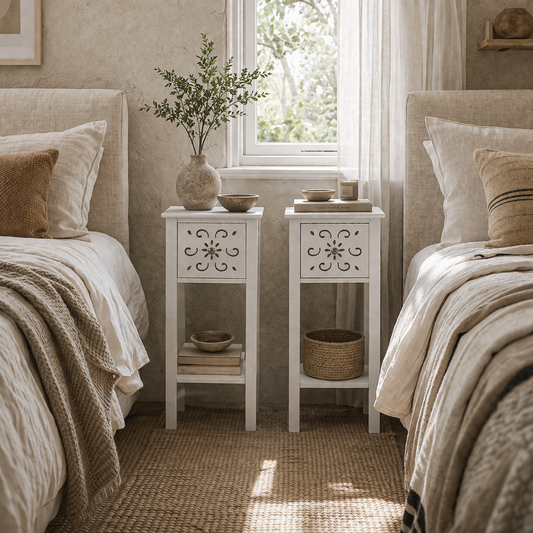 Tonoto Set Of 2 Wooden Floral Cut Out Accent Side Tables