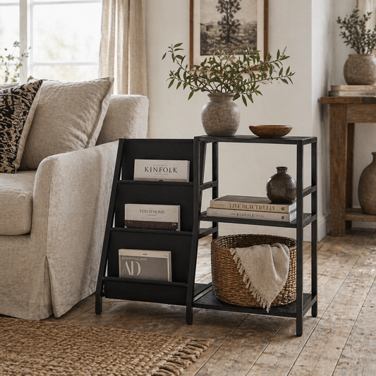 Tapalo Wooden Black 3 Tier Stand Side Table