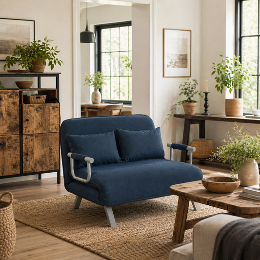 Keha Fabric Navy Blue 2 Seater Click Clack Sofa Bed