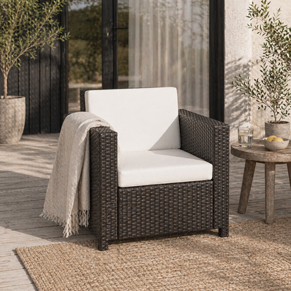 Rado Brown Rattan Single Outdoor Armchair With Armrests