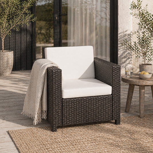 Rado Brown Rattan Single Outdoor Armchair With Armrests