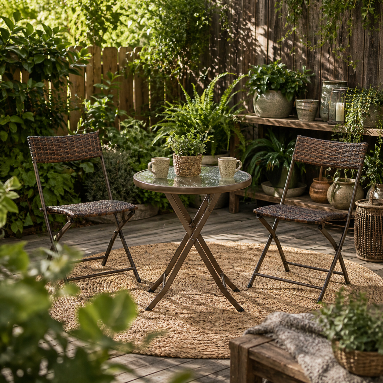 Fisari Rattan Brown 2 Seater Outdoor Bistro Furniture Set