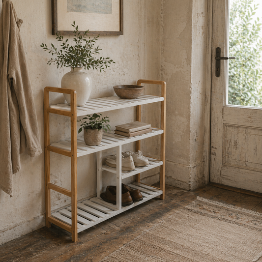 Tael Wooden 4 Tier Shoe Rack With Open Shelving