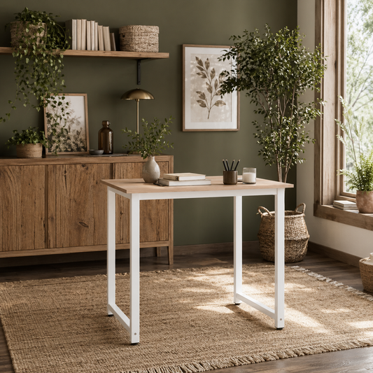 Diel 80cm White and White Wooden Home Office Desk