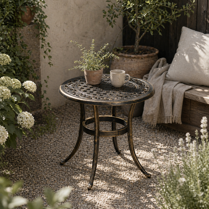 Sani Cast Aluminium Bronze Outdoor Side Table With Anti Slip Feet