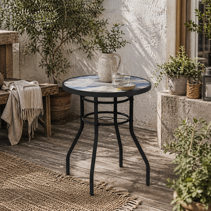 Bahavi Glass Top Multicolour Round Garden Table