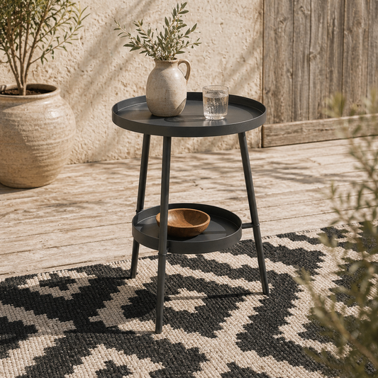 Tocore Metal Black 2 Tier Outdoor Garden Double Try Bistro Table