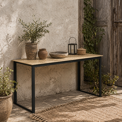 Noke Teak 175cm 6 Seater Effect Rectangular Outdoor Dining Table With Slatted Top