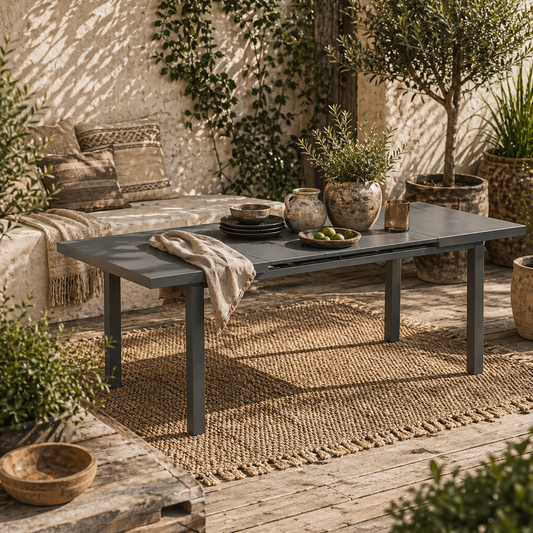 Soroke 6 Seater Aluminium Grey Extendable Outdoor Dining Table