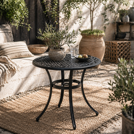 Tanodo 4 Seater Aluminium Round Garden Table With Parasol Hole
